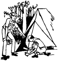 A coloring page of camping