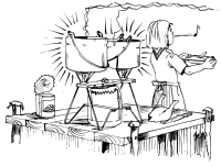 A coloring page of cooking