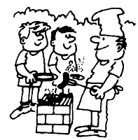 A coloring page of cooking