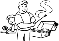 A coloring page of cooking