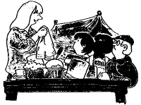 A coloring page of cooking