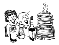 A coloring page of cooking