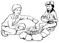 A coloring page of cooking