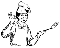 A coloring page of cooking