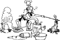 A coloring page of cooking