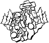 A coloring page of hiking