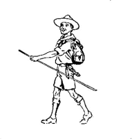 A coloring page of hiking