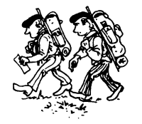 A coloring page of hiking