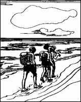 A coloring page of hiking