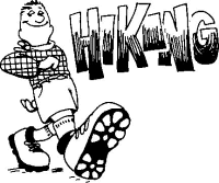 A coloring page of hiking