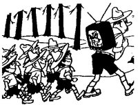 A coloring page of hiking