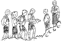 A coloring page of hiking