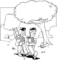 A coloring page of hiking