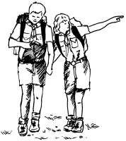 A coloring page of hiking
