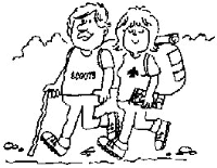 A coloring page of hiking