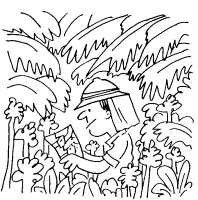 A coloring page of hiking