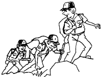 A coloring page of hiking