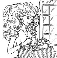 A coloring page of barbie