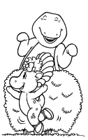 A coloring page of barney