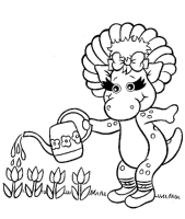 A coloring page of barney