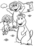 A coloring page of barney