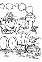 A coloring page of barney