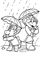 A coloring page of barney