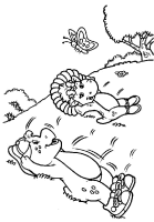 A coloring page of barney
