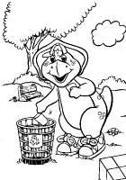 A coloring page of barney