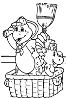 A coloring page of barney