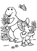 A coloring page of barney