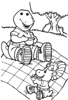 A coloring page of barney