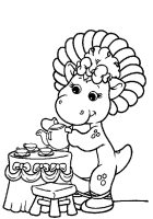 A coloring page of barney