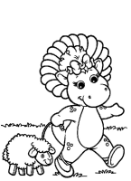 A coloring page of barney