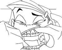 A coloring page of braceface