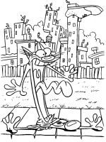 A coloring page of catdog