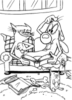 A coloring page of catdog