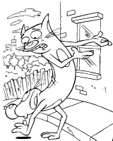 A coloring page of catdog