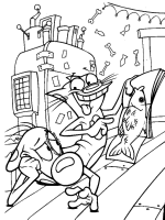 A coloring page of catdog