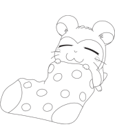 A coloring page of hamtaro