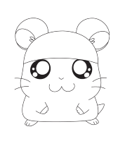 A coloring page of hamtaro