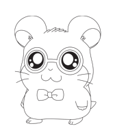 A coloring page of hamtaro