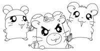 A coloring page of hamtaro