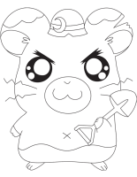 A coloring page of hamtaro