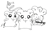 A coloring page of hamtaro