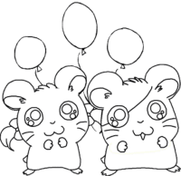 A coloring page of hamtaro
