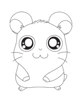 A coloring page of hamtaro