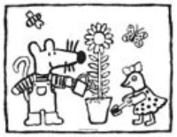 A coloring page of maisy