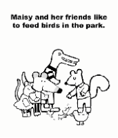 A coloring page of maisy