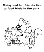A coloring page of maisy